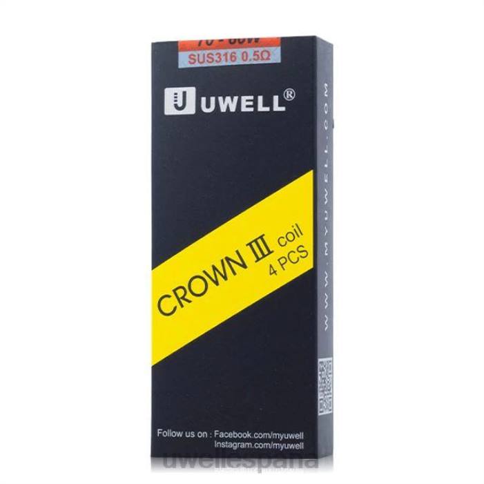 UWELL CROWN 3 bobinas (paquete de 4) 0,5 ohmios T60Z93 | UWELL SPAIN