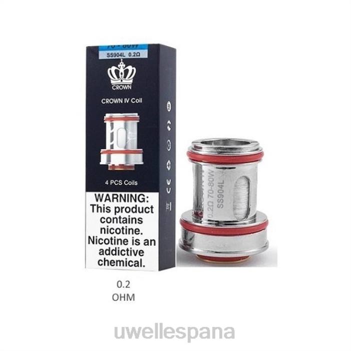 UWELL CROWN 4 bobinas de repuesto (paquete de 4) doble bobina 0.2ohm T60Z182 | UWELL MADRID