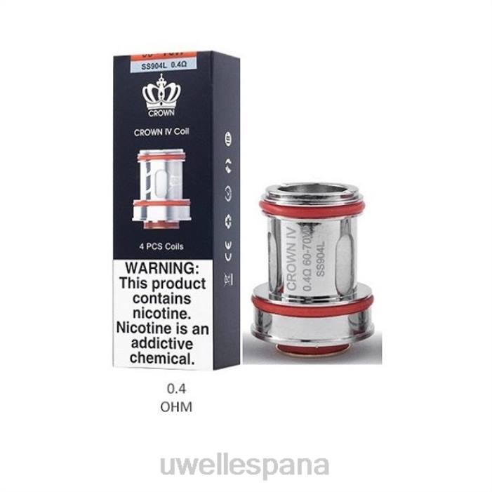 UWELL CROWN 4 bobinas de repuesto (paquete de 4) doble bobina 0.4ohm T60Z183 | UWELL SPAIN