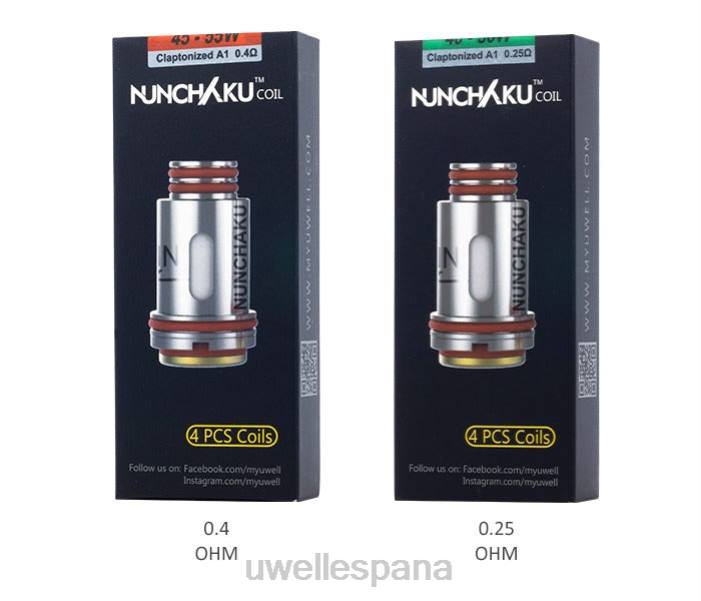 UWELL NUNCHAKU bobinas (paquete de 4) 0,25 ohmios T60Z261 | UWELL ESPAÃ‘A