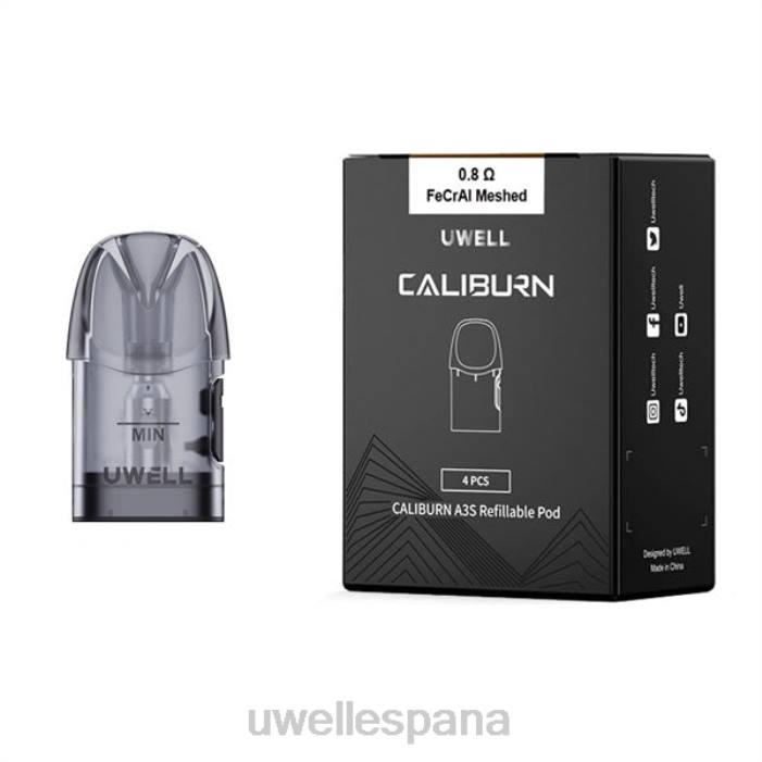 UWELL CALIBURN A3 vainas de repuesto | paquete de 4 0,8 ohmios 2 T60Z19 | UWELL SABOR