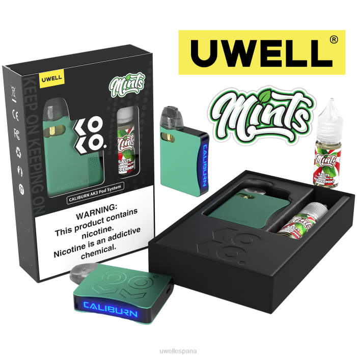 UWELL CALIBURN AK3 kit + vainas a3s 0.8ohm (x2) + daddy's vapor 10ml sales 50mg crl: cian/flv: menta 50 mg T60Z242 | UWELL MADRID