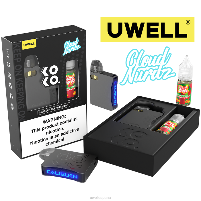 UWELL CALIBURN AK3 kit + vainas a3s 0.8ohm (x2) + daddy's vapor 10ml sales 50mg crl: gris/flv: sandía agria fresa 50 mg T60Z240 | VAPORIZADOR UWELL