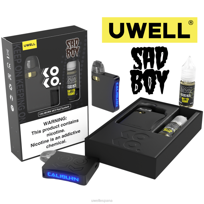 UWELL CALIBURN AK3 kit + vainas a3s 0.8ohm (x2) + daddy's vapor 10ml sales 50mg crl: negro/flv: galleta de natillas 50 mg T60Z243 | UWELL SPAIN