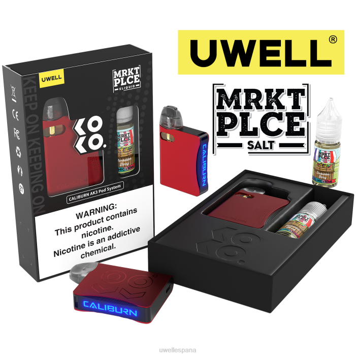 UWELL CALIBURN AK3 kit + vainas a3s 0.8ohm (x2) + daddy's vapor 10ml sales 50mg crl: rojo/flv: baya prohibida 50 mg T60Z244 | UWELL BARCELONA