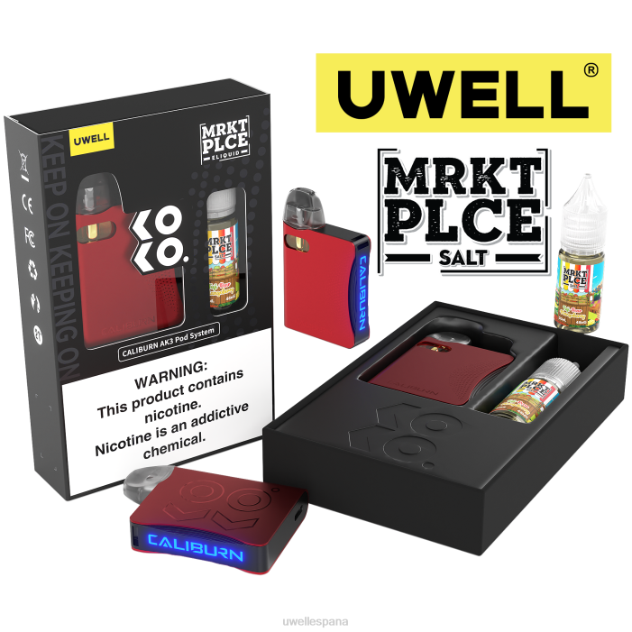 UWELL CALIBURN AK3 kit + vainas a3s 0.8ohm (x2) + daddy's vapor 10ml sales 50mg crl: rojo/flv: mango y pera fuji T60Z245 | UWELL VAPE PRICE