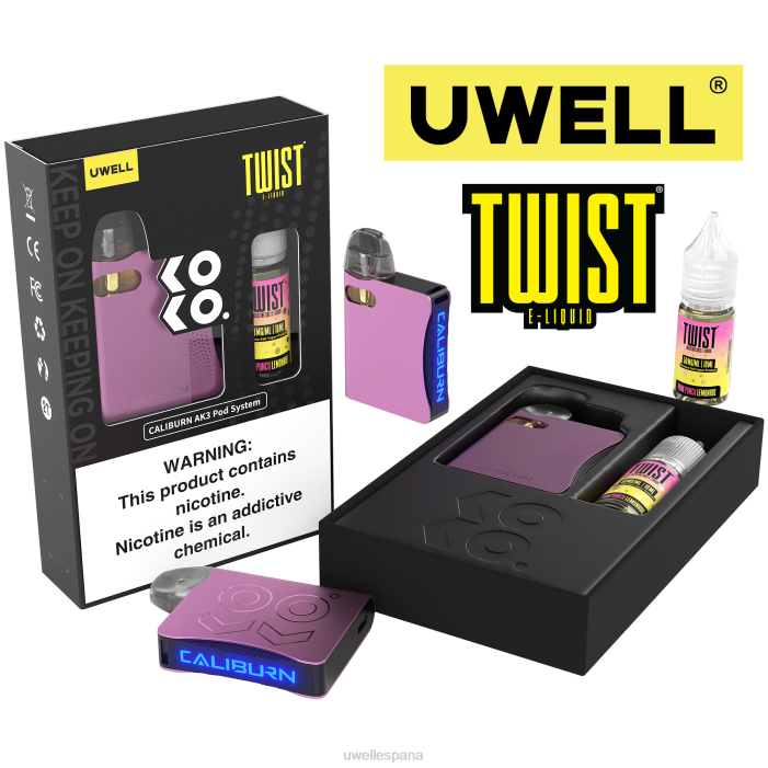 UWELL CALIBURN AK3 kit + vainas a3s 0.8ohm (x2) + daddy's vapor 10ml sales 50mg crl: rosa/flv: limonada rosa ponche 50 mg T60Z241 | UWELL ESPAÃ‘A