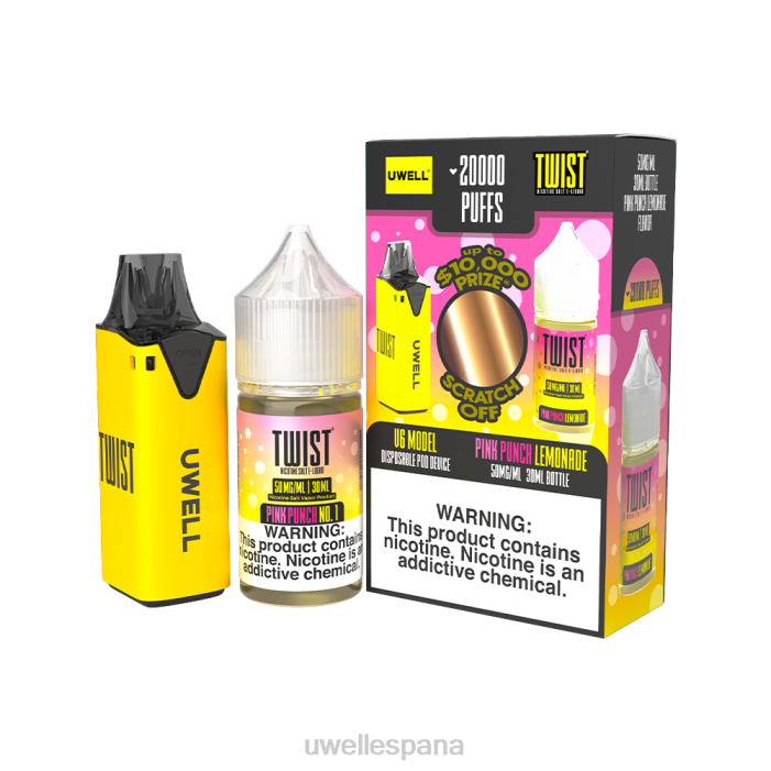 UWELL V6 dispositivo desechable + jugo daddy's vapor 30ml - paquete de colaboración clr: amarillo/flv: limonada rosa ponche 50 mg T60Z219 | UWELL SABOR