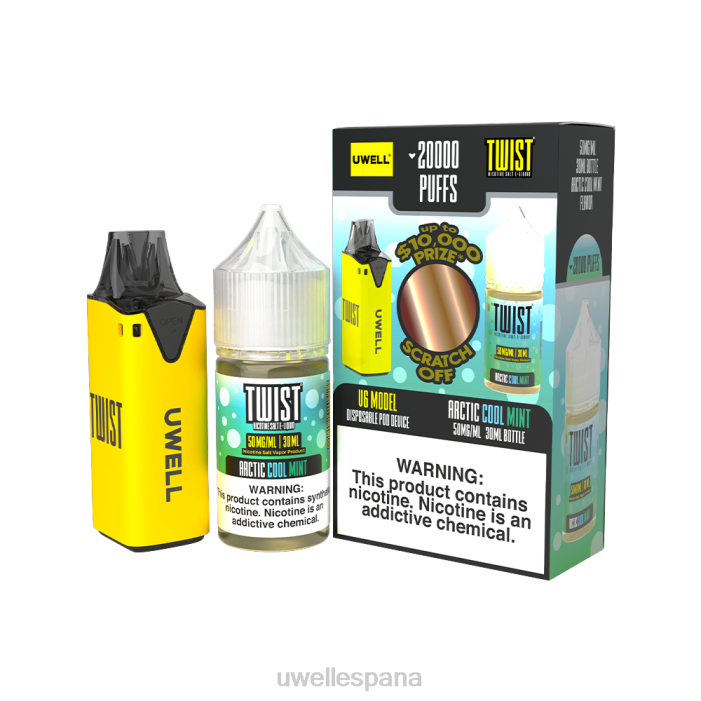 UWELL V6 dispositivo desechable + jugo daddy's vapor 30ml - paquete de colaboración clr: amarillo/flv: menta fría ártica 50 mg T60Z215 | UWELL VAPE PRICE