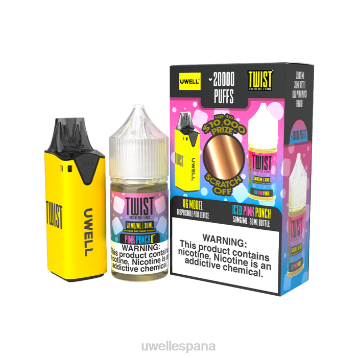 UWELL V6 dispositivo desechable + jugo daddy's vapor 30ml - paquete de colaboración clr: amarillo/flv: ponche rosa helado 50 mg T60Z218 | VAPER UWELL PRECIO