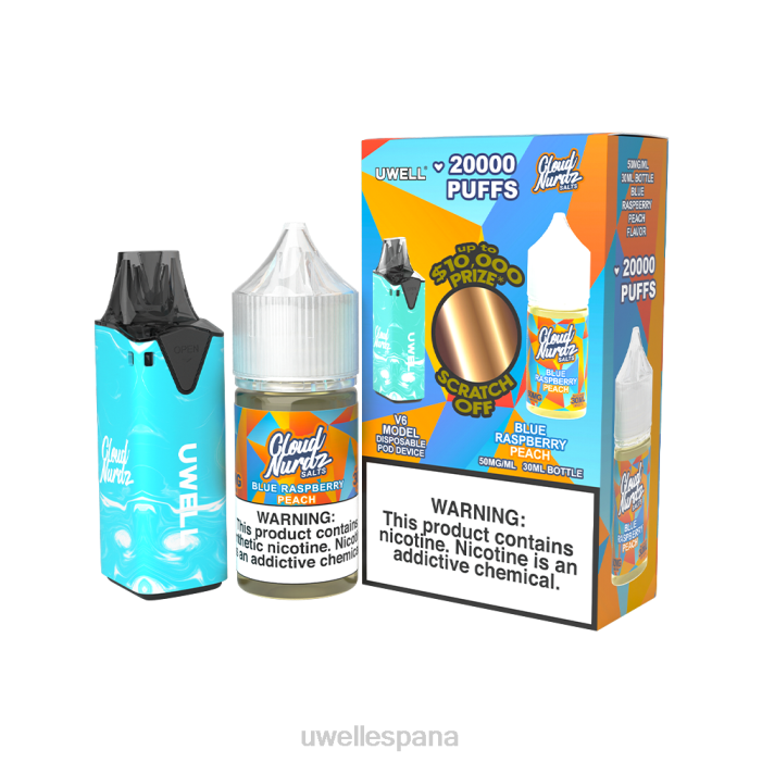 UWELL V6 dispositivo desechable + jugo daddy's vapor 30ml - paquete de colaboración clr: azul/flv: melocotón frambuesa azul 50 mg T60Z203 | UWELL SPAIN