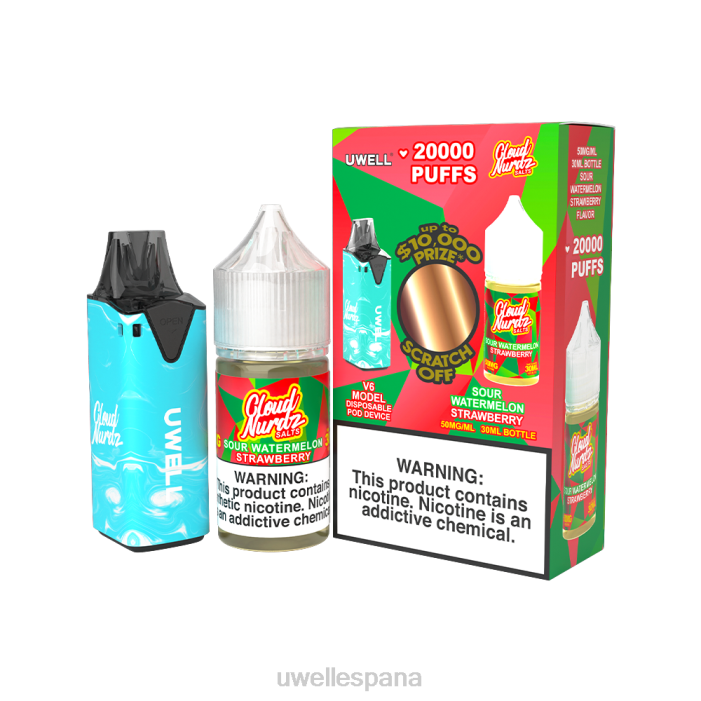 UWELL V6 dispositivo desechable + jugo daddy's vapor 30ml - paquete de colaboración clr: azul/flv: sandía ácida fresa 50 mg T60Z204 | UWELL BARCELONA