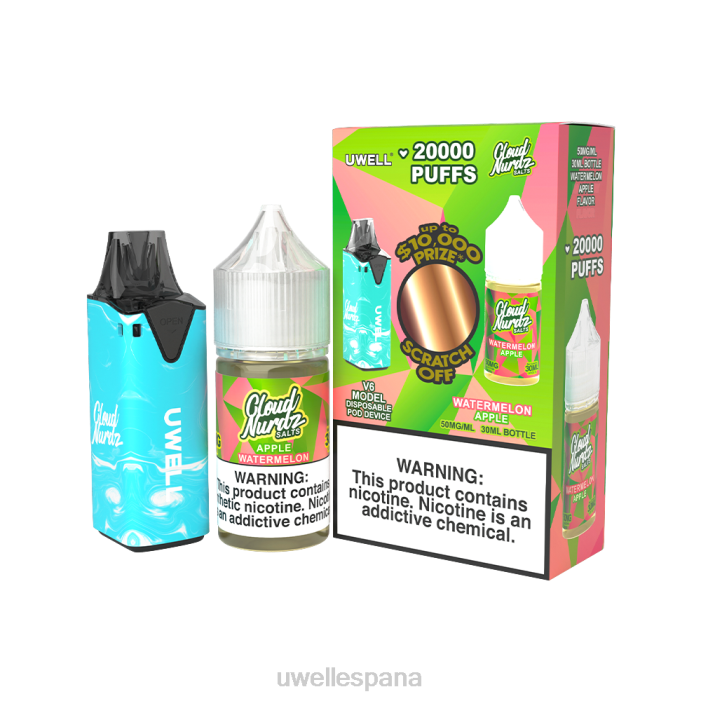 UWELL V6 dispositivo desechable + jugo daddy's vapor 30ml - paquete de colaboración clr: azul/flv: sandía manzana 50 mg T60Z205 | UWELL VAPE PRICE