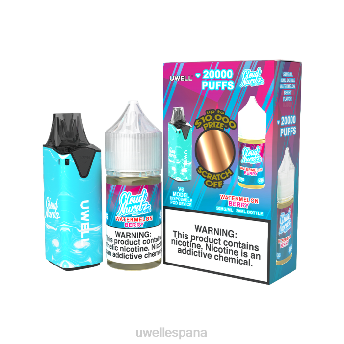 UWELL V6 dispositivo desechable + jugo daddy's vapor 30ml - paquete de colaboración clr: azul/flv: sandía y bayas heladas 50 mg T60Z206 | UWELL VAPE DISPOSABLE
