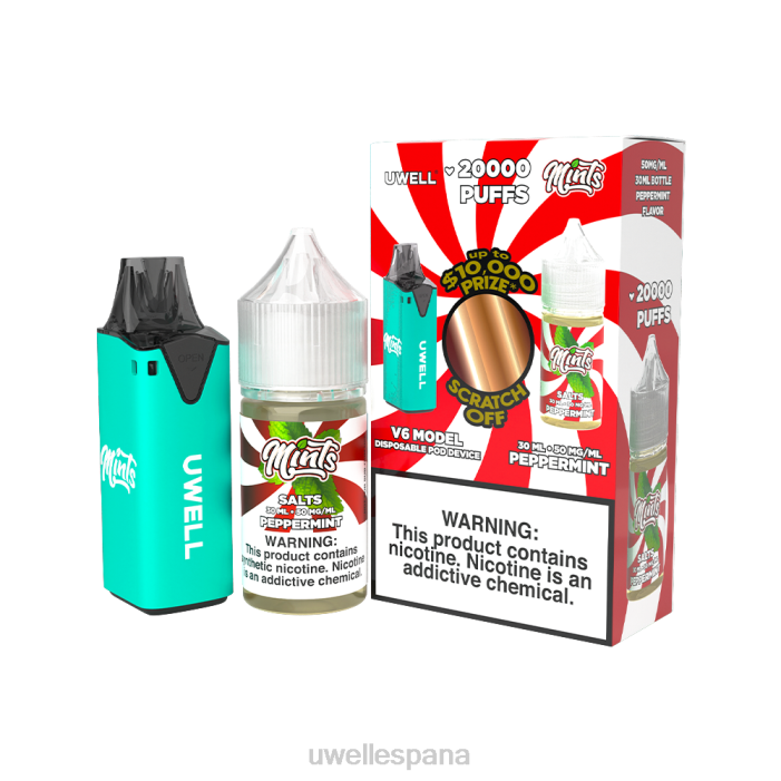 UWELL V6 dispositivo desechable + jugo daddy\'s vapor 30ml - paquete de colaboración clr: cian/flv: menta fresca 50 mg T60Z210 | VAPORIZADOR UWELL