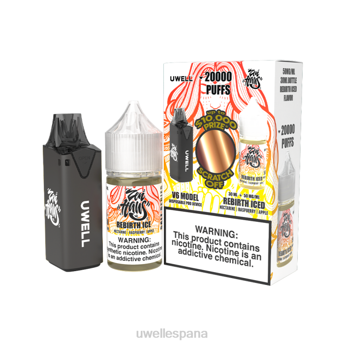 UWELL V6 dispositivo desechable + jugo daddy's vapor 30ml - paquete de colaboración clr: negro/flv: renacimiento helado 50 mg T60Z221 | UWELL ESPAÃ‘A
