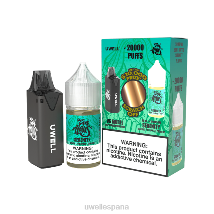 UWELL V6 dispositivo desechable + jugo daddy's vapor 30ml - paquete de colaboración clr: negro/flv: serenidad 50 mg T60Z222 | UWELL MADRID