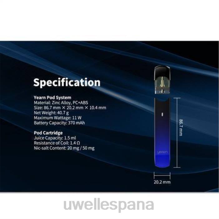 UWELL YEARN dispositivo pod (pods no incluidos) gris T60Z256 | UWELL VAPE DISPOSABLE